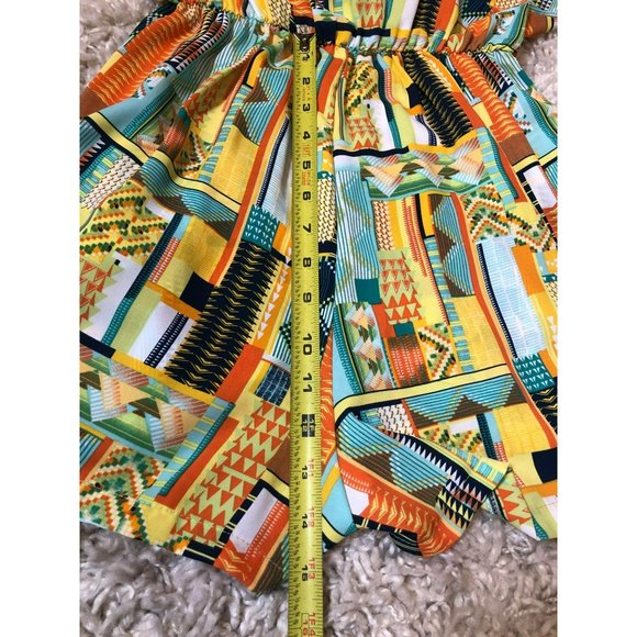 Sleeveless Aztec Design Collared V-Neck Elastic Waist Romper Sz M Pockets Flowy - Picture 7 of 7